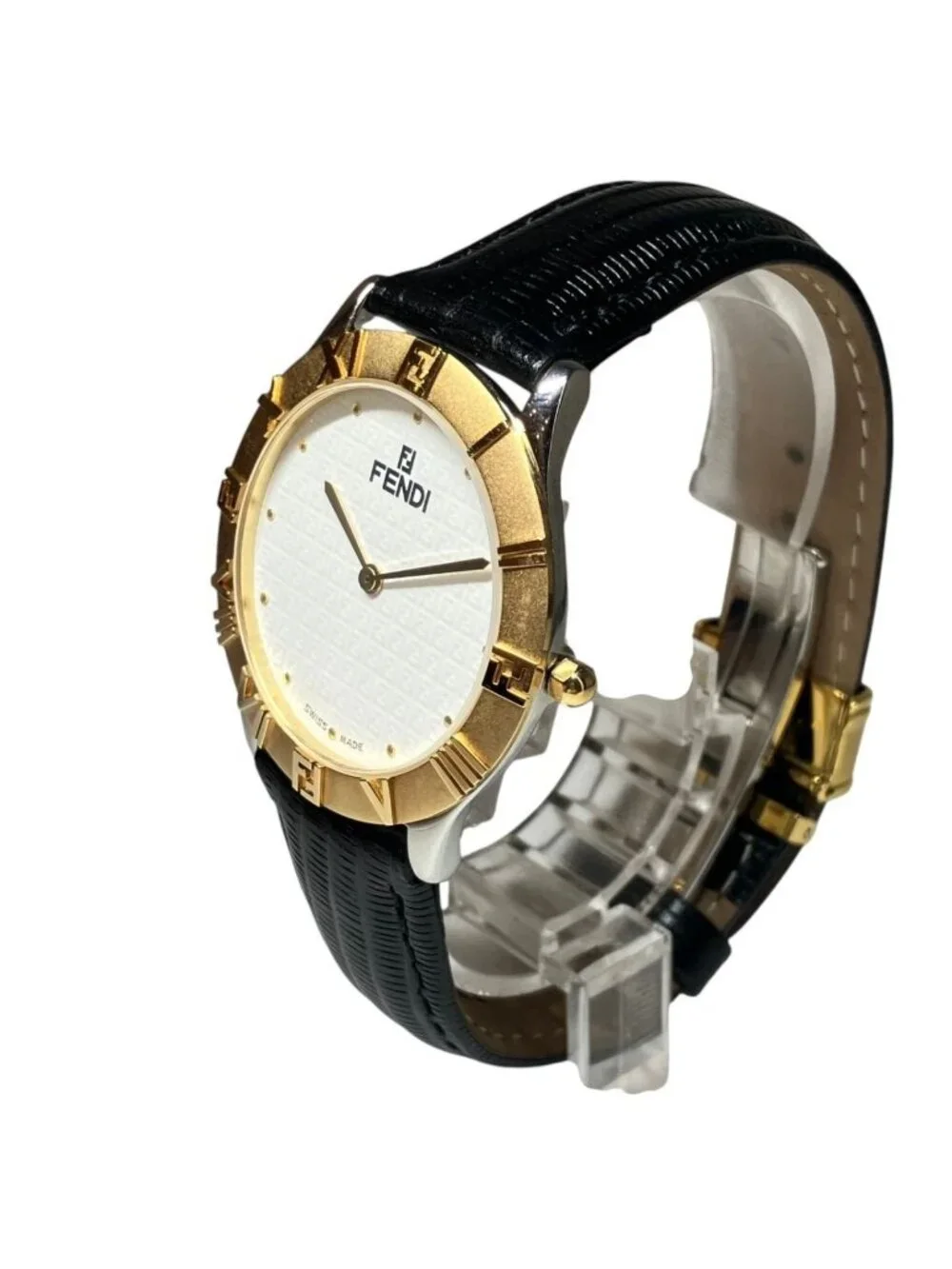 Fendi Watch SS Leather Quartz White Dial